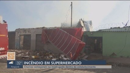 Supermercado no Bairro Dom Almir, em Uberlândia, fica destruído após pegar fogo