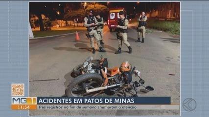 Três acidentes de moto chamam a atenção no fim de semana em Patos de Minas