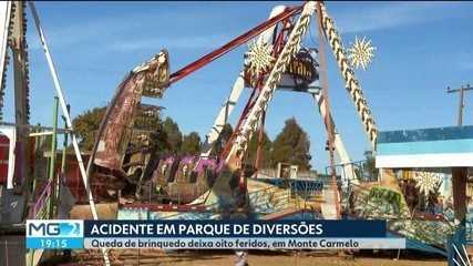 Acidente com brinquedo em parque de diversões deixa 8 feridos em Monte Carmelo