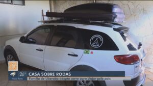 VÍDEO: com direito a fogão, pia e toldo, família de Uberaba adapta carro para viajar pelo Brasil