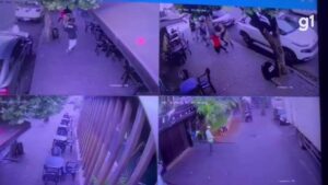 Vídeo mostra agressão entre PM e funcionário de bar durante abordagem em Uberlândia